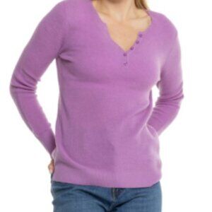 SALE $25-WICKED WOOL Extra Fine Merino Henley Sweater, Plum Perfect, Sz S, NWT